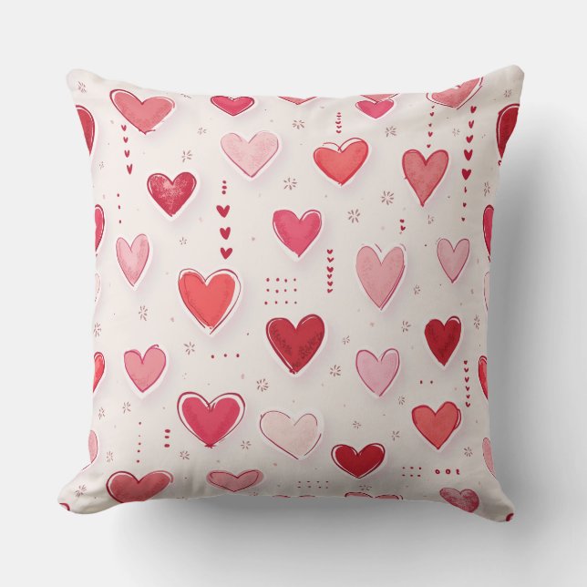 Heart-Shaped Patterned Pillow Cushion (Front)