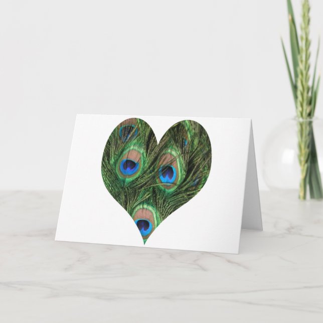 Heart Shaped Peacock Feather Card (Front)