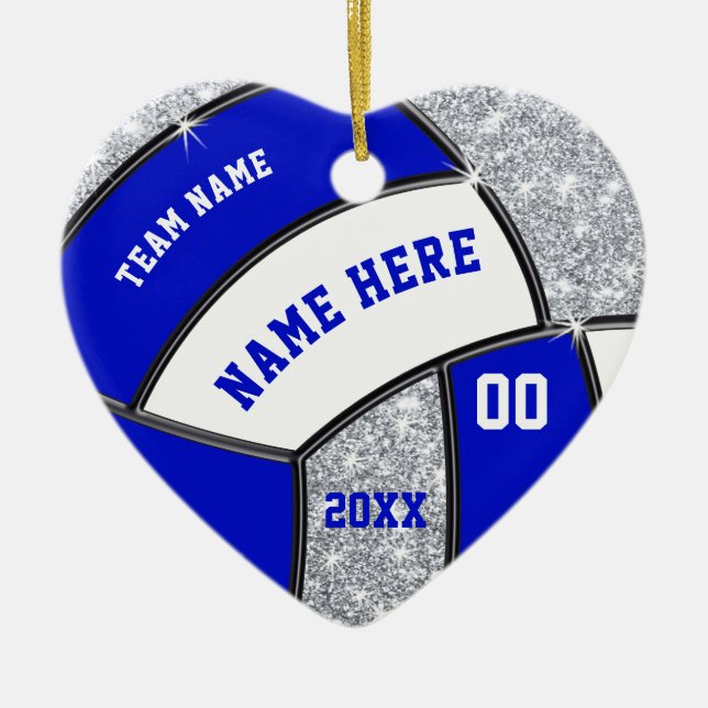Heart Shaped, Personalised Volleyball Ornaments (Front)