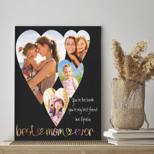 Heart Shaped Photo Best Mum Ever Typography Art Ca Canvas Print