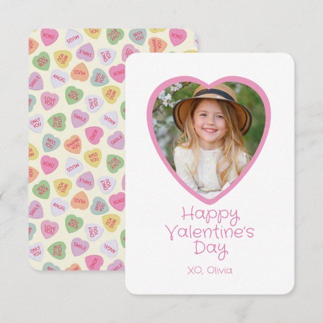 Heart Shaped Photo Classroom Valentine’s Day Card (Front/Back)