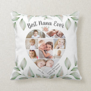 Heart Shaped Photo Collage Best Nana Ever Cushion