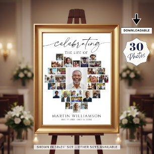 Heart Shaped Photo Collage Celebrating the Life Poster