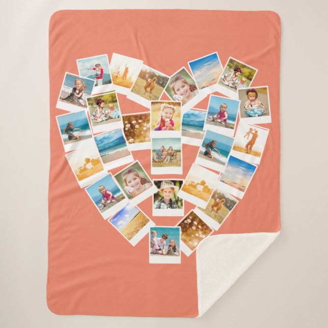 Heart Shaped Photo Collage Custom Photos  Sherpa Blanket (Front)