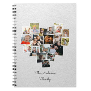 Heart Shaped Photo Collage Family Notebook