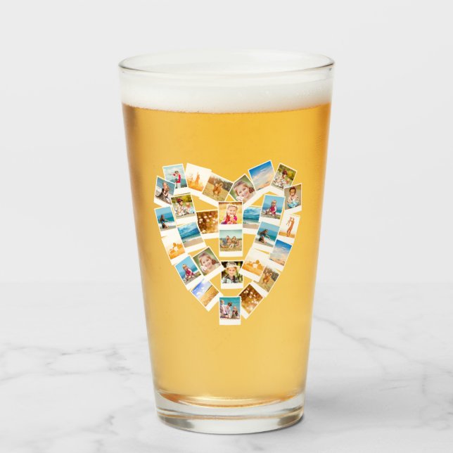 Heart Shaped Photo Collage Family Photos Glass (Front Filled)