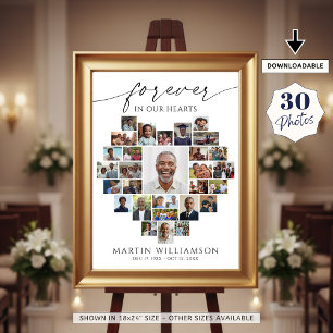 Heart Shaped Photo Collage Forever in Our Hearts Poster