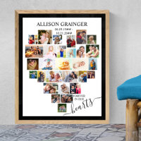 Heart Shaped Photo Collage Funeral Memory Board