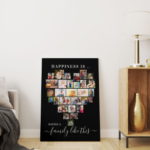 Heart Shaped Photo Collage Happiness is .. Family Canvas Print