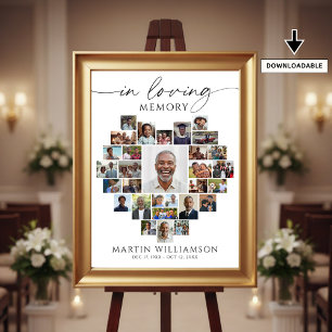 Heart Shaped Photo Collage In Loving Memory Poster
