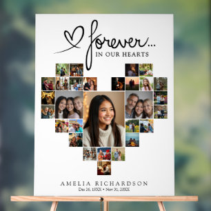 Heart Shaped Photo Collage Memorial Welcome Acrylic Sign
