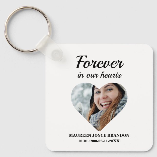 Heart shaped photo Forever in our hearts Key Ring (Front)