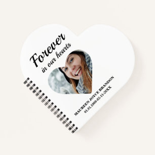 Heart shaped photo Forever in our hearts Notebook
