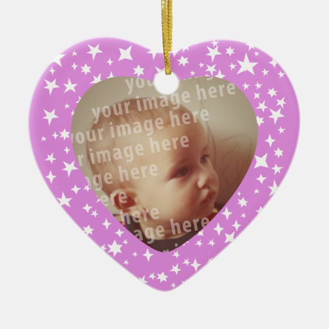 Heart Shaped Photo Frame Ceramic Ornament (Front)