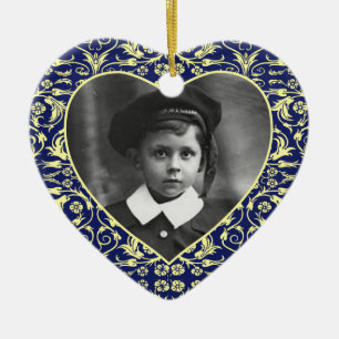 Heart Shaped Photo Frame Floral Ceramic Ornament