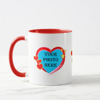 Heart-shaped photo frame personalised template mug