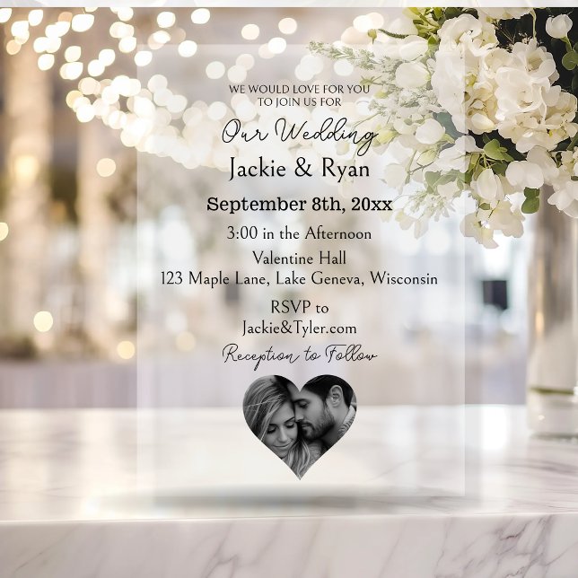 Heart Shaped Photo Translucent Wedding Acrylic Invitations (Creator Uploaded)