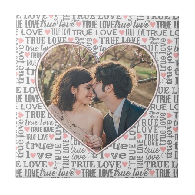 Heart Shaped Photo True Love Valentines or Wedding Ceramic Tile (Front)