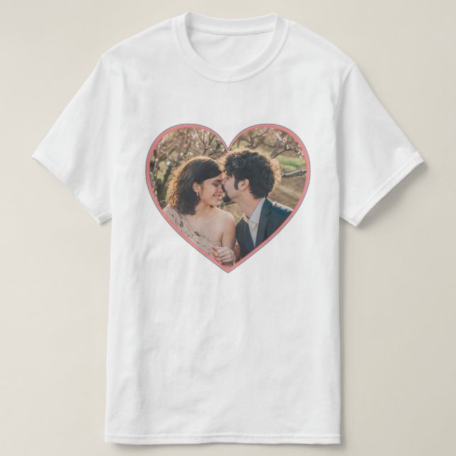 Heart Shaped Photo Valentines or Wedding Custom T-Shirt (Design Front)