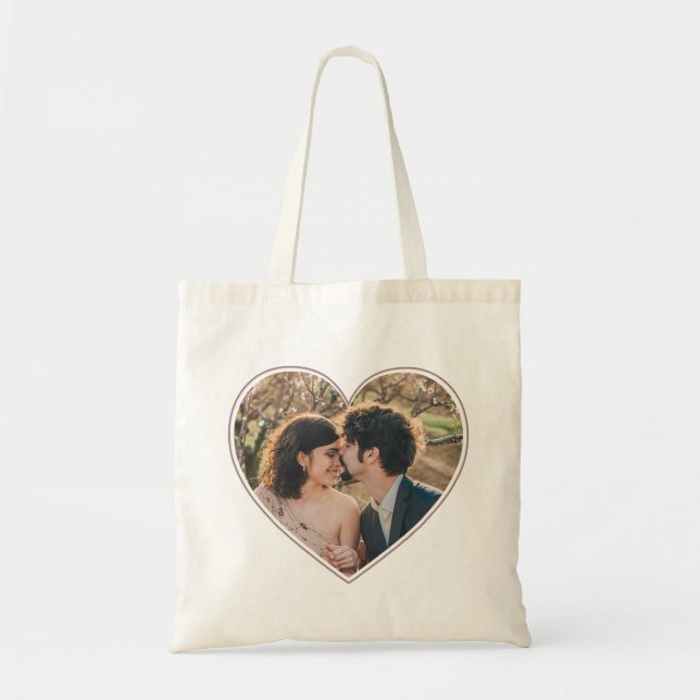 Heart Shaped Photo Valentines or Wedding Custom Tote Bag (Front)