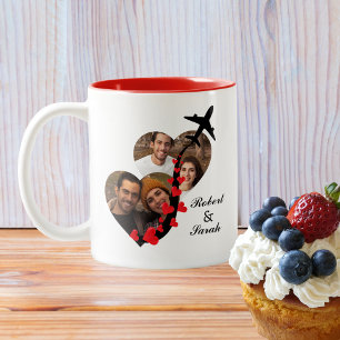 Heart shaped Photos,Names,Aeroplane,Valentine's Da Two-Tone Coffee Mug