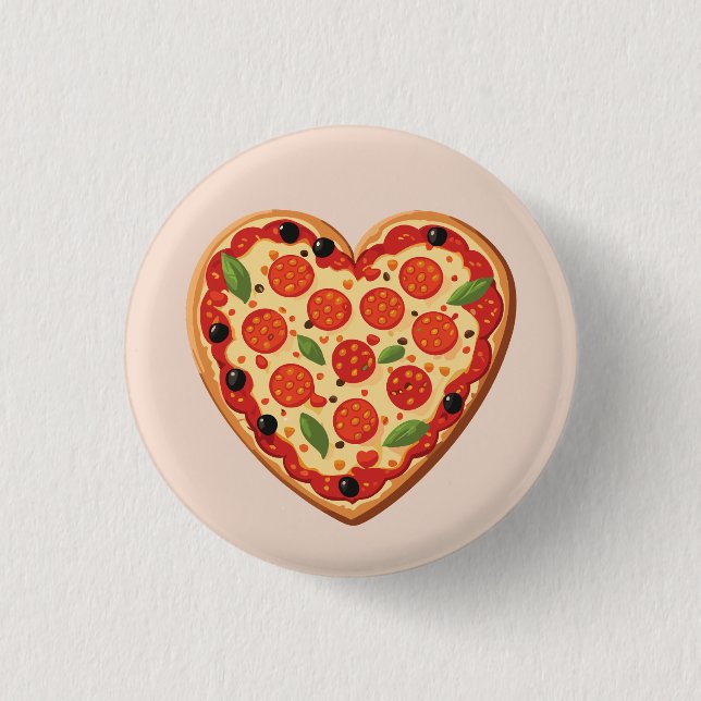 Heart-shaped Pizza 3 Cm Round Badge (Front)