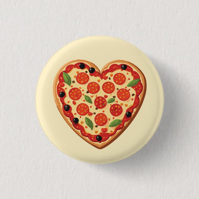 Heart-shaped Pizza 3 Cm Round Badge (Front)