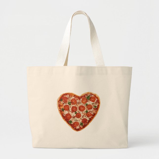 heart shaped pizza large tote bag (Front)