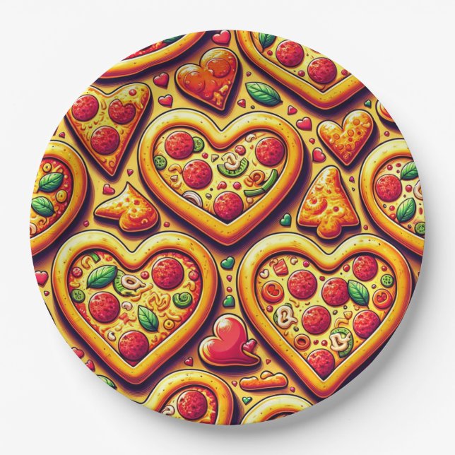 Heart-Shaped Pizza Lovers Plate (Front)