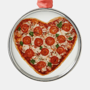 heart shaped pizza metal ornament
