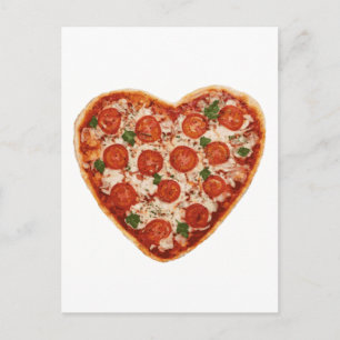 heart shaped pizza postcard