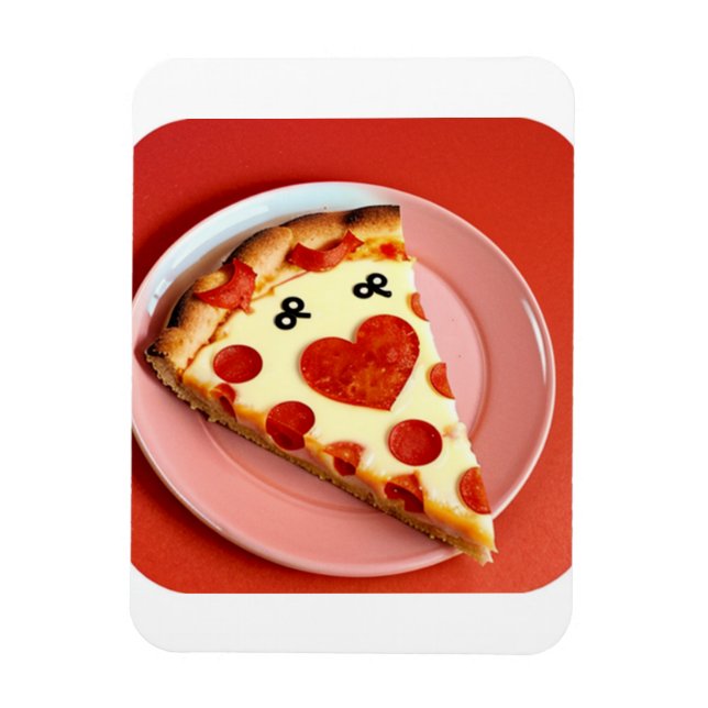 Heart-Shaped Pizza Slice Fridge Magnet  (Vertical)