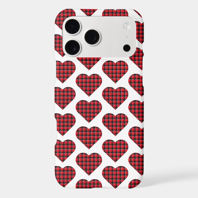 Heart Shaped Plaid Red Black Buffalo iPhone Case (Back)