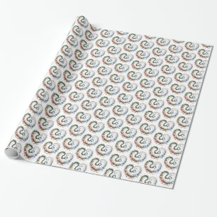 Heart-Shaped Plant:Four Seasons of Love and Growth Wrapping Paper