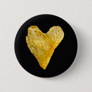 Heart Shaped Potato Chip 6 Cm Round Badge
