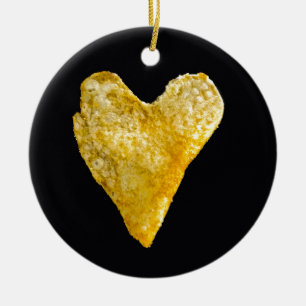 Heart Shaped Potato Chip Ceramic Ornament
