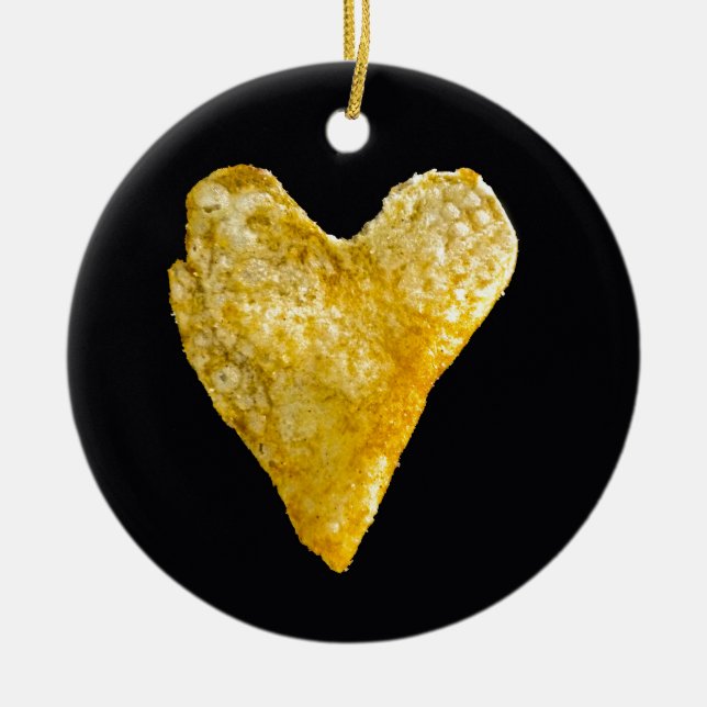 Heart Shaped Potato Chip Ceramic Ornament (Front)