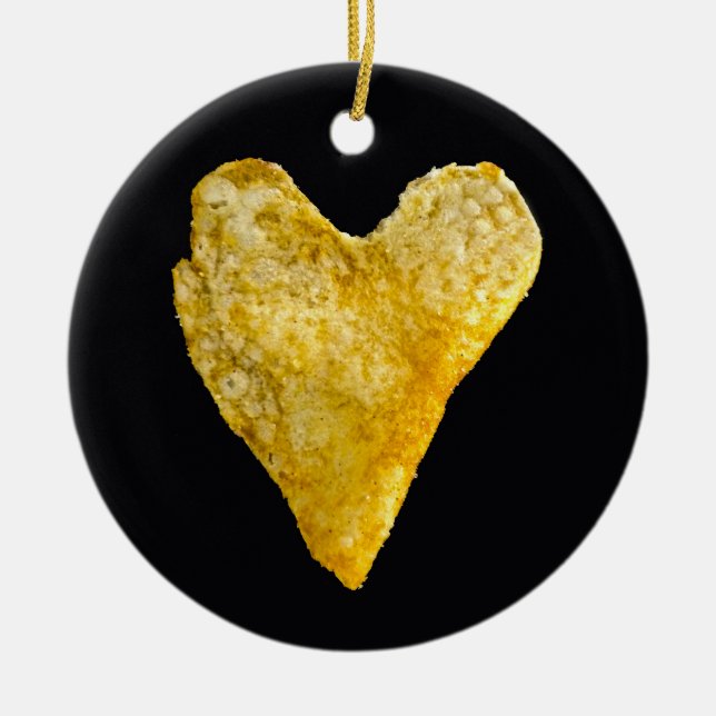 Heart Shaped Potato Chip Ceramic Ornament (Front)
