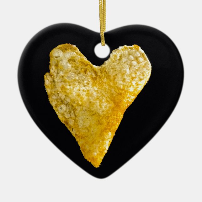 Heart Shaped Potato Chip Ceramic Tree Decoration (Front)
