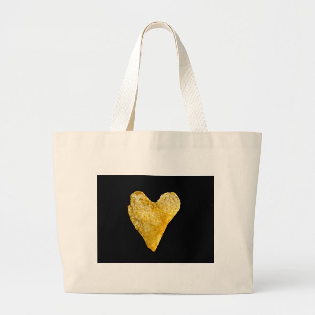 Heart Shaped Potato Chip Large Tote Bag (Front)