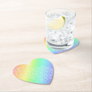 Heart-Shaped Rainbow Gradient Paper Coaster