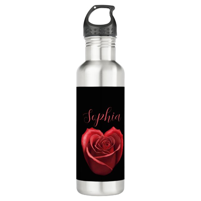 Heart Shaped Red Rose- 710 Ml Water Bottle (Front)