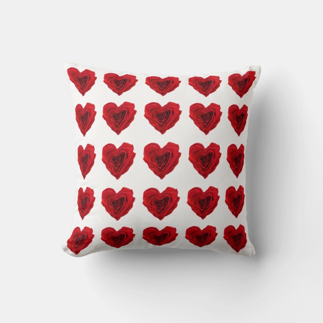 Heart-Shaped Red Rose Cushion (Front)