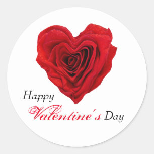 Heart-Shaped Red Rose Valentine's Day Classic Round Sticker
