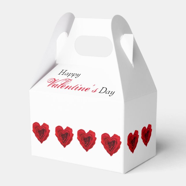 Heart-Shaped Red Rose Valentine's Day Favour Box (Front Side)