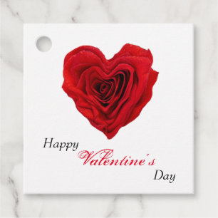Heart-Shaped Red Rose Valentine's Day Favour Tags