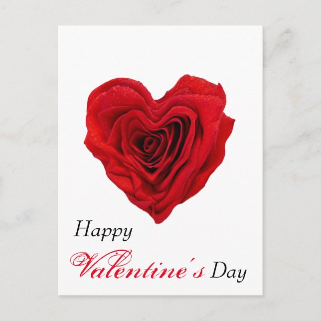 Heart-Shaped Red Rose Valentine's Day Holiday Post Postcard (Front)