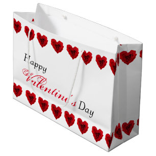 Heart-Shaped Red Rose Valentine's Day Large Gift Bag