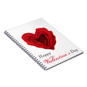 Heart-Shaped Red Rose Valentine's Day Notebook