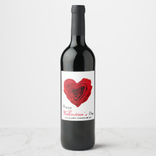 Heart-Shaped Red Rose Valentine's Day Wine Label